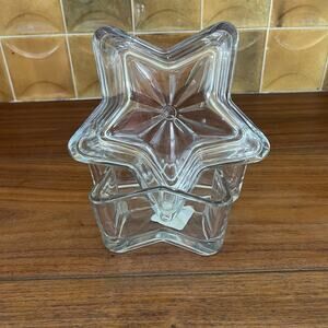 Vintage Libbey Star Shaped Clear Glass Bowls Candy Condiments Lot of 2